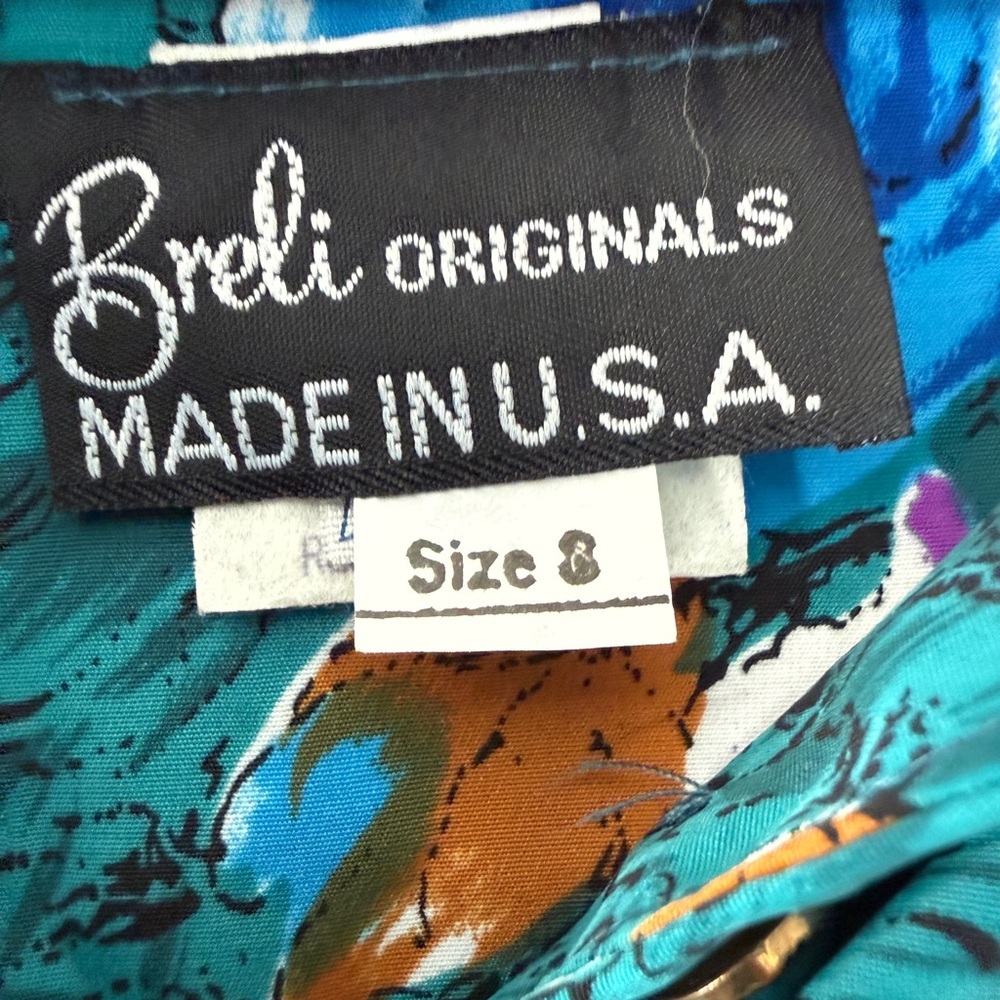 Vintage 80s Breli Originals Floral Midi Dress Deadstock Retro Made in USA NWT - Picture 6 of 9